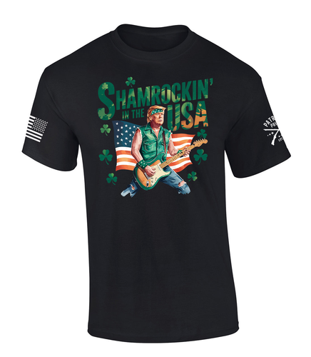 Patriot Pride Mens Funny St. Patrick's Day Trump Shamrockin' In The USA Short Sleeve T-Shirt