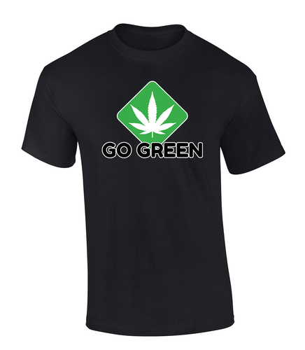 Trenz Shirt Company Go Green Cannabis Leaf Sign Mens Marijuana Short-Sleeve Graphic T-Shirt