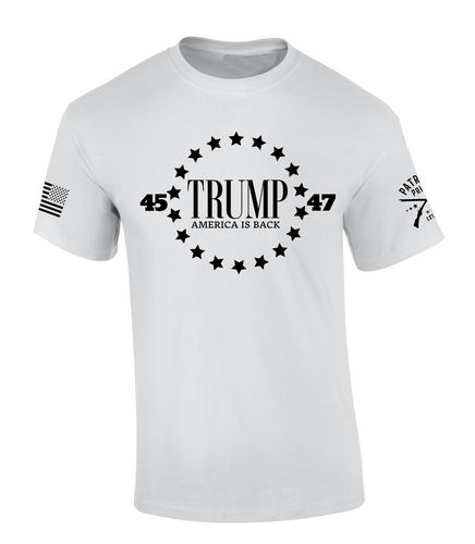Patriot Pride Trump America Is Back Circled Stars 45-47 American Flag Short-Sleeve T-Shirt