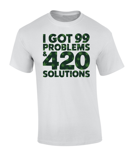 Trenz Shirt Company Mens Funny Stoner I Got 99 Problems & 420 Solutions Short Sleeve Tshirt