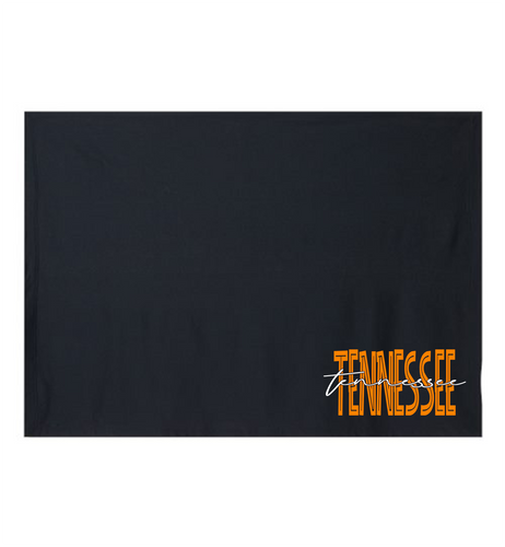 Trenz Shirt Company Heavy Blend Fleece Stadium Blanket – Tennessee Orange and White Football Design, Cursive Team Name, Black