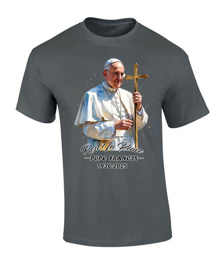 Trenz Shirt Company Rest In Peace Pope Francis 1936-2025 Graphic T-Shirt Design Trenz Shirt Company Rest In Peace Pope Francis 1936-2025 Graphic T-Shirt Design