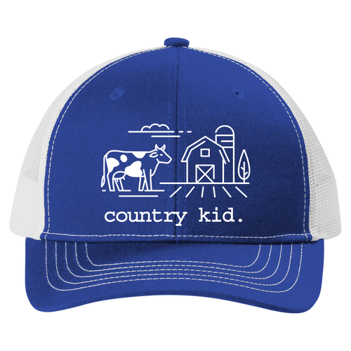 Trenz Shirt Company Youth Embroidered Mesh Back Trucker Hat - Country Kid, Cow, Barn Design Trenz Shirt Company Youth Embroidered Mesh Back Trucker Hat - Country Kid, Cow, Barn Design