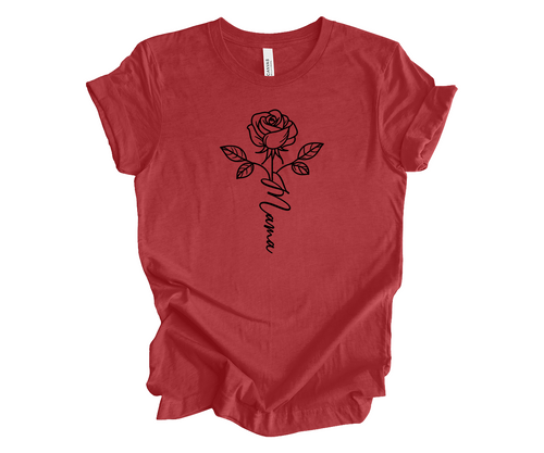 Trenz Shirt Company Womens Mother's Day Minimalist Rose Cursive Names, Heather Canvas Red, Mother's Day T Shirt