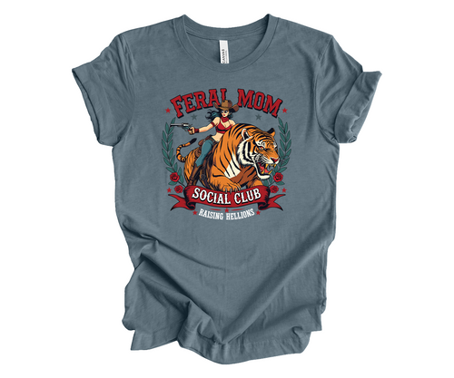 Trenz Shirt Company Feral Moms Social Club Raising Hellions Cute Casual Funny, Mothers Day Gifts For Mom,