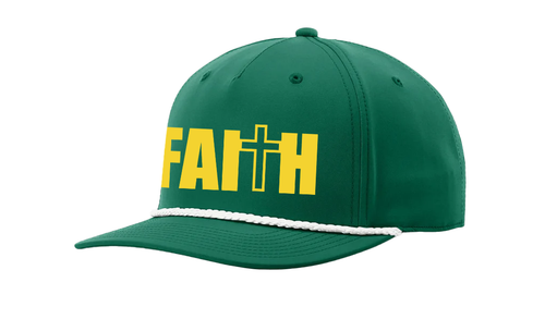 Trenz Shirt Company Men's Christian Faith Cross Embroidered Snapback Trucker Hat - Mesh Back Design, Kelly Green/White Rope