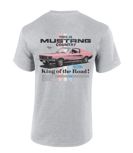 Trenz Shirt Company This Is Mustang Country King of The Road Short-Sleeve Mens T-Shirt - Red Mustang