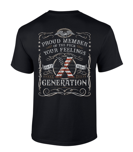 Patriot Pride Proud Member Of The F!ck Your Feelings Generation Graphic Mens T-Shirt - Distressed Design