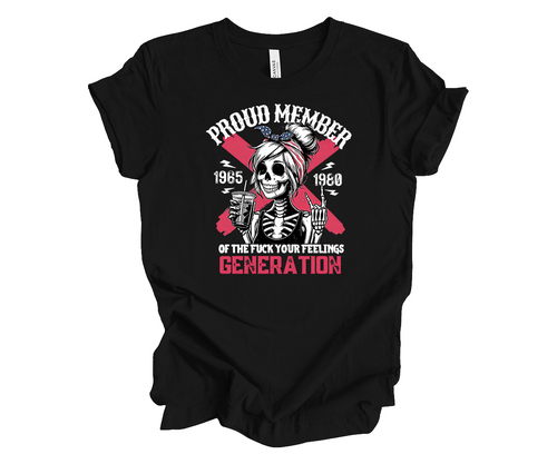 Trenz Shirt Company Gen X Skull T-Shirt for Women – Proud Member of Generation X, Funny USA Graphic Tee, Gen X Gift Idea
