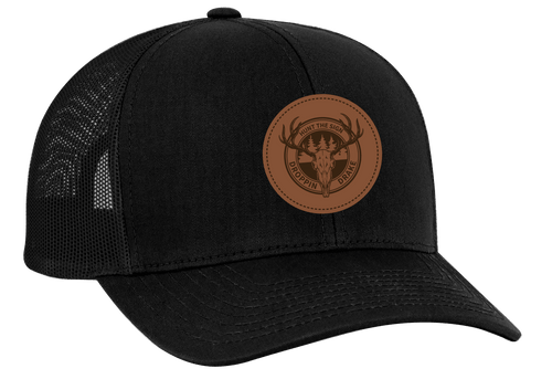 Droppin Drake Men's Wild Deer Hunt The Sign Laser Engraved Leather Patch Trucker Hat