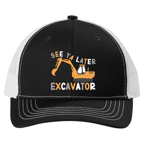 Trenz Shirt Company Youth Boys See Ya Later Excavator Trucker Hat – Embroidered Mesh Back, Tractor & Farm Style