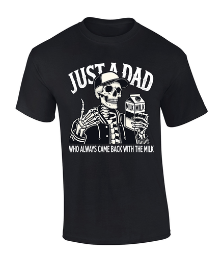 Trenz Shirt Company Mens Graphic T-Shirt - Just A Dad Who Always Came Back With The Milk, Skeleton Design Trenz Shirt Company Mens Graphic T-Shirt - Just A Dad Who Always Came Back With The Milk, Skeleton Design