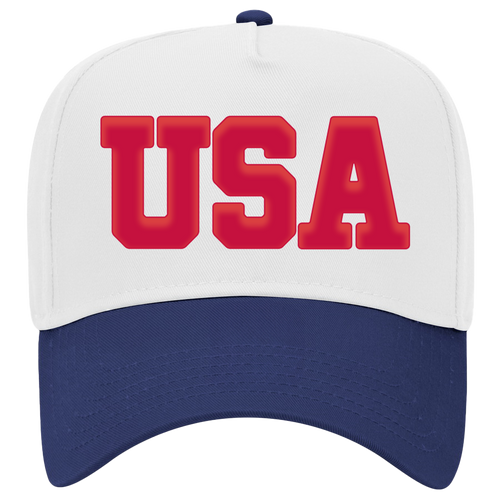 Patriot Pride Mens Embroidered Otto Cap 5 Panel Mid Profile Baseball Cap - Bold USA With Side Flag Design