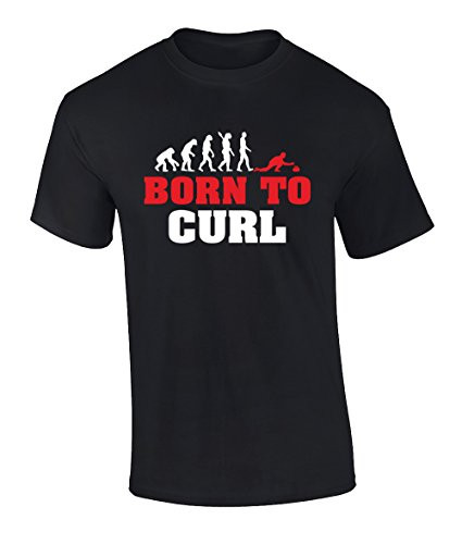 Funny Evolution Olympic Sport Born to Curl Graphic Tee Shirt Black