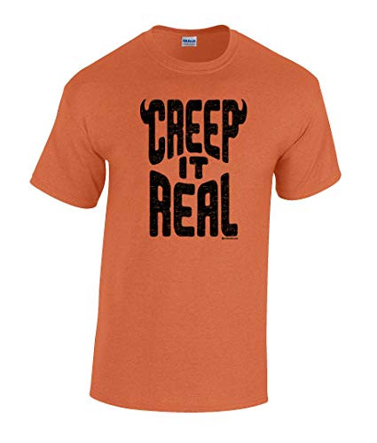 Funny Creep It Real Halloween Short Sleeve Adult Tee Shirt Antique Orang