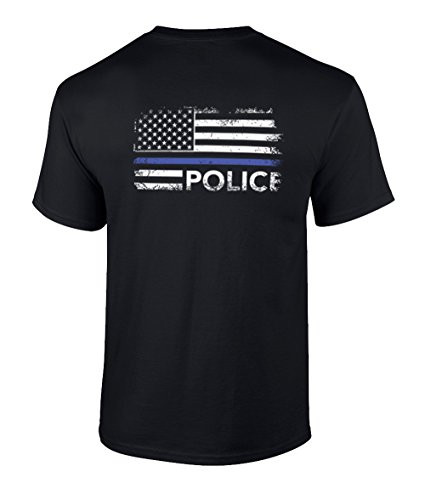 Thin Blue Line Distressed American Flag Police Tee Shirt