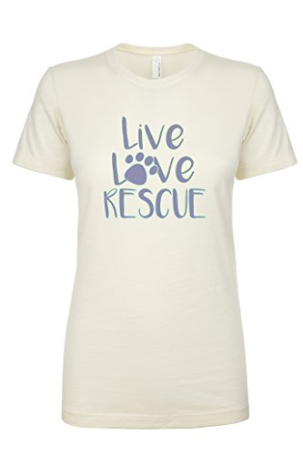 Live Love Rescue Paw Print Ladies Slim Fit Short Sleeve Tee Shirt Ivory