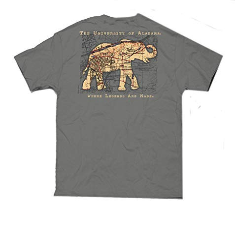 Campus Collection Alabama Map Elephant SS Tee Shirt Gray