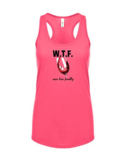 Trenz Shirt Company WTF Wine Time Finally with Wine Glass Funny Womans Adult Sleeveless Ta