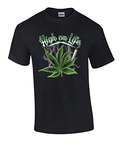 Funny Weed Marijuana Leaf High On Life Graphic Adult Tee Shirt Black Funny Weed Marijuana Leaf High On Life Graphic Adult Tee Shirt Black