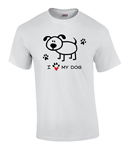 I Love My Dog Paw Print Heart Graphic Short Sleeve Tee Shirt White I Love My Dog Paw Print Heart Graphic Short Sleeve Tee Shirt White