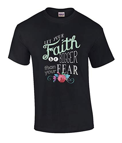 Eternal Life Christian Faith Bigger Than Fear Graphic Tee Shirt Black