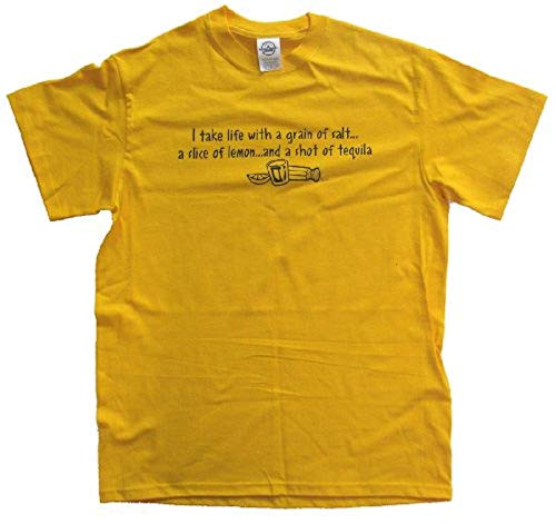 Tequila Tee Shirt Take Life with A Grain of Salt Lemon Gold
