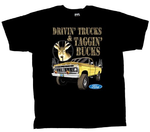 Ford Pickup Truck Short Sleeve T-shirt Drivin Trucks Taggin Bucks Deer Hunting Hunter four 4 Wheeling Mudding