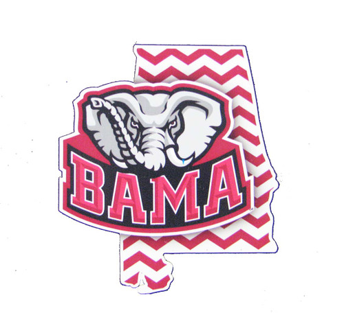 Alabama Crimson Tide Chevron State Outline W/Elephant Mascot Decal