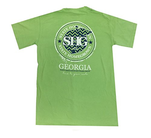 State Homegrown Georgia Peach Chevron Adult Short Sleeve Pocket Tee Shirt Kiwi