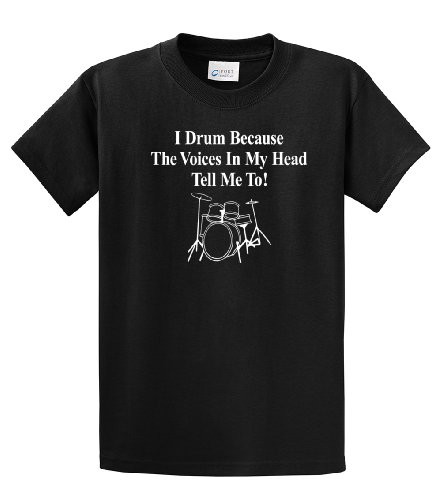 Youth Drumming Tee Shirt I Drum Voices Tell Me to! Black Yl Youth Drumming Tee Shirt I Drum Voices Tell Me to! Black Yl