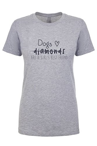 Dogs are a Girl's Best Friend Ladies Slim Fit Short Sleeve Tee Shirt Heather Grey