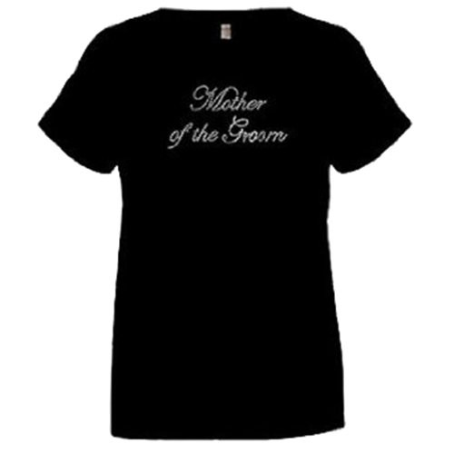 Mother of The Groom Rhinestone Tee Shirt for Ladies Black Mother of The Groom Rhinestone Tee Shirt for Ladies Black