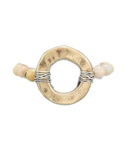 Jewelry by TSC Golden Stella Beaded Hammered Ring Bracelet-Natural