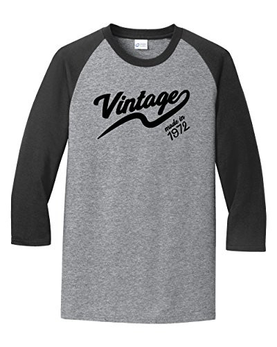 Vintage Made in 1972 Great Adult Raglan 3/4 Sleeve Tee Shirt  Heather Gray/Black