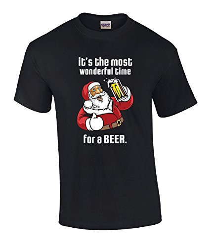 Funny Santa It's A Most Wonderful Time for A Beer Christmas Holiday T Black