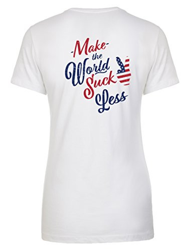Trenz Shirt Company Patriotic Political Make America Suck Less Ladies Slim Fit Tee White Trenz Shirt Company Patriotic Political Make America Suck Less Ladies Slim Fit Tee White