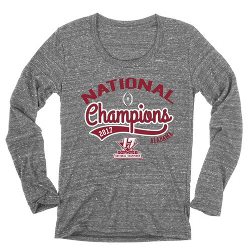 Juniors Alabama 2017 National ChampPopstart Long Sleeve Tee Shirt Heather Gray