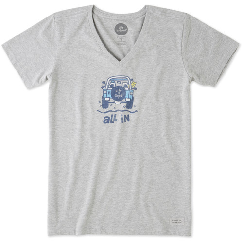 Life Is Good Womens All In ATV Crusher V-neck Short Sleeve T-shirt Life Is Good Womens All In ATV Crusher V-neck Short Sleeve T-shirt