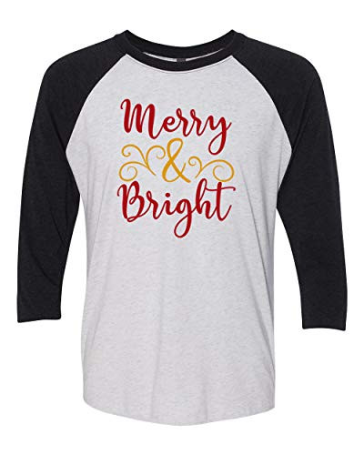 Trenz Shirt Company Holiday Merry & Bright Adult Unisex Baseball Tee Black