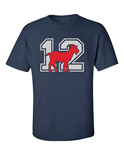Patriots #12 Goat Adult Unisex Short Sleeve Tee Shirt Navy Patriots #12 Goat Adult Unisex Short Sleeve Tee Shirt Navy