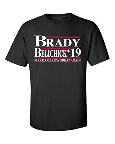 Patriots Brady Belicheck '19 Make America Great Again Adult Short Sleeve Tee Shirt Black