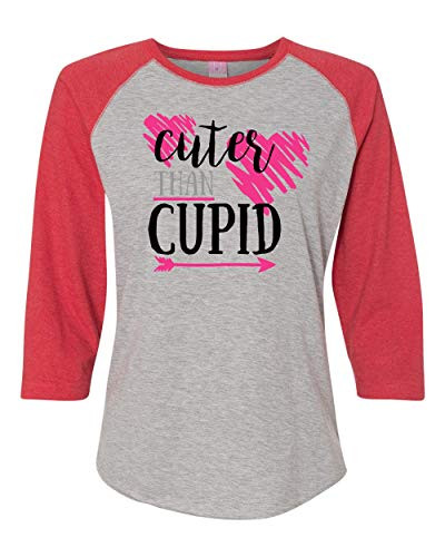 Cuter Than Cupid Valentine's Day Women's Raglan Shirt Vintage Heather/Vintage Red