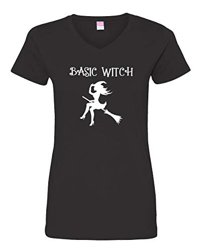 Trenz Shirt Company Funny Basic Witch Ladies Vee Neck Jersey Tee Black Trenz Shirt Company Funny Basic Witch Ladies Vee Neck Jersey Tee Black