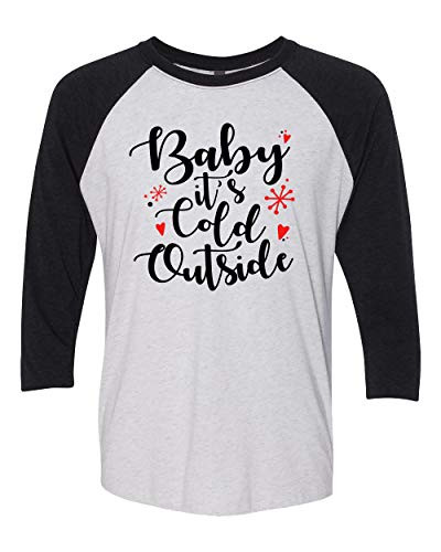Trenz Shirt Company Holiday Baby It's Cold Outside Adult Baseball Tee Black Trenz Shirt Company Holiday Baby It's Cold Outside Adult Baseball Tee Black