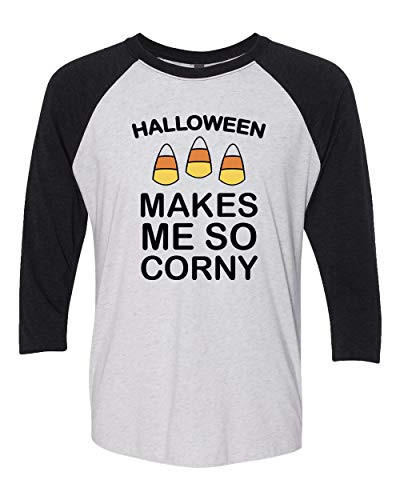 Trenz Shirt Company Funny Halloween Makes Me So Corny Ladies Baseball Tee Black Trenz Shirt Company Funny Halloween Makes Me So Corny Ladies Baseball Tee Black
