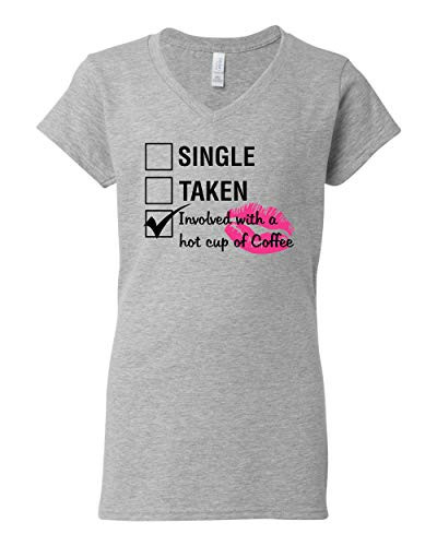 Involved with Coffee Valentine's Day Women's Vee Neck Shirt Sports Grey Involved with Coffee Valentine's Day Women's Vee Neck Shirt Sports Grey
