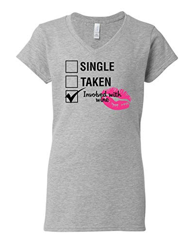 Involved with Wine Valentine's Day Women's Vee Neck Shirt Sports Grey Involved with Wine Valentine's Day Women's Vee Neck Shirt Sports Grey