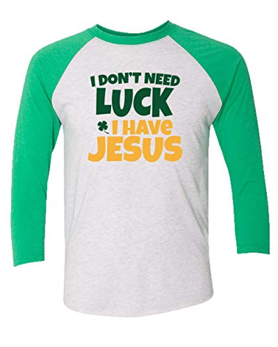 Trenz Shirt Company Christian St. Patrick's Day I Have Jesus Ladies Baseball Tee Green/Heather White Trenz Shirt Company Christian St. Patrick's Day I Have Jesus Ladies Baseball Tee Green/Heather White