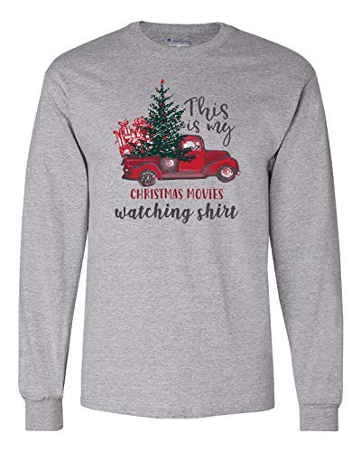 Funny 'Christmas Movie Watching Shirt' Adult Long Sleeve Shirt Sports Gray